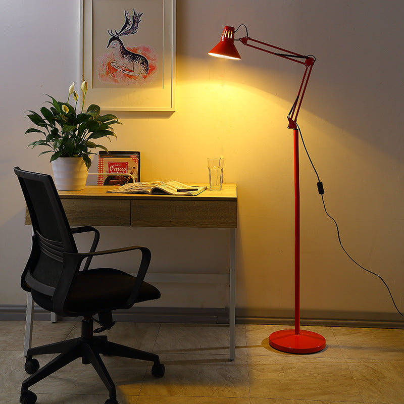 Scandinavian Black Iron Retractable Swivel Floor Lamp for Bedroom Decor