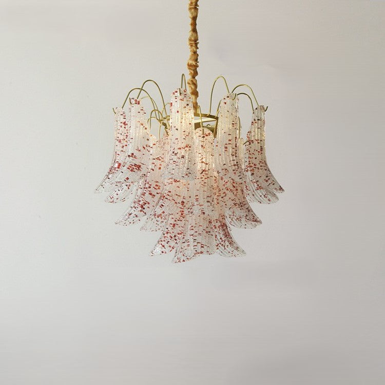 Vibrant Shell Glass Iron Chandelier, 5/6-Light for Living Room Decor