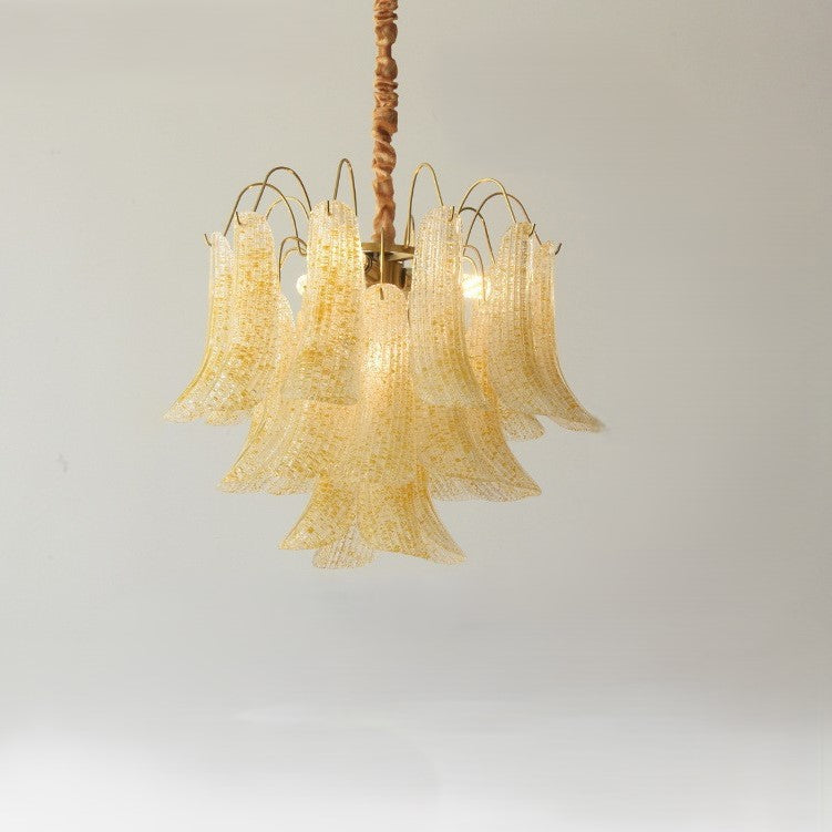 Vibrant Shell Glass Iron Chandelier, 5/6-Light for Living Room Decor