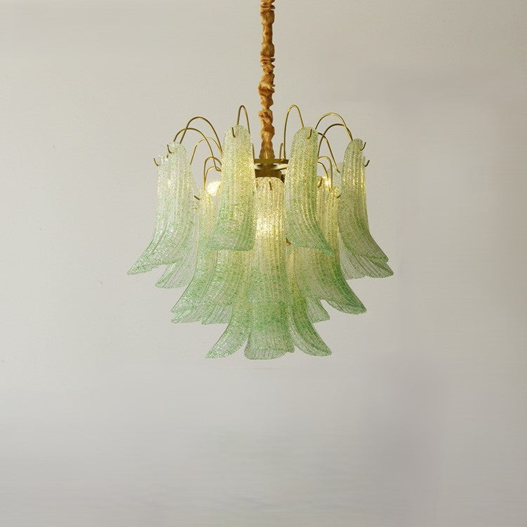 Vibrant Shell Glass Iron Chandelier, 5/6-Light for Living Room Decor