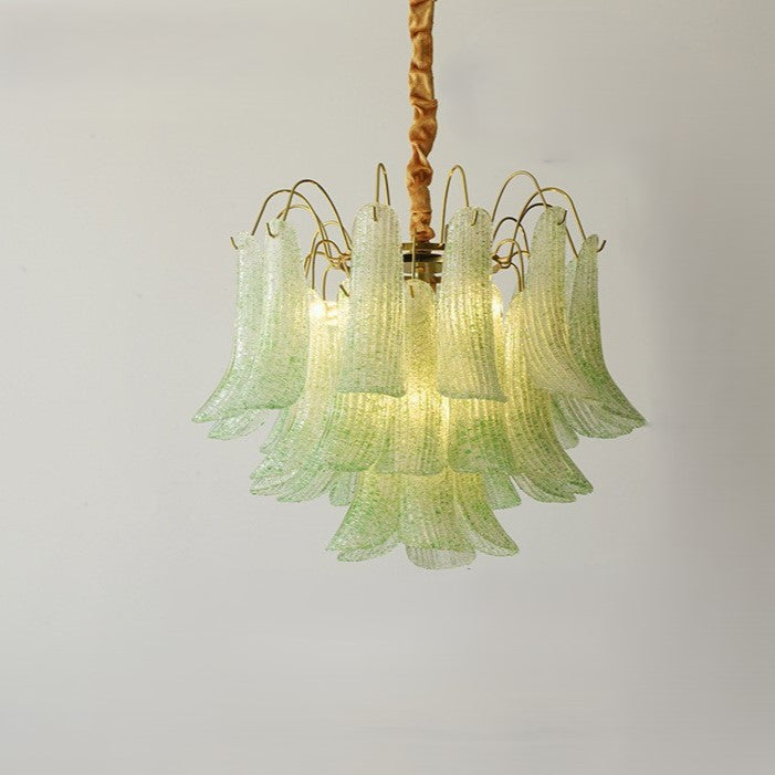 Vibrant Shell Glass Iron Chandelier, 5/6-Light for Living Room Decor