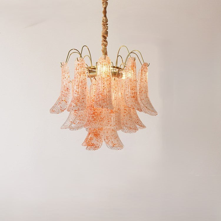 Vibrant Shell Glass Iron Chandelier, 5/6-Light for Living Room Decor