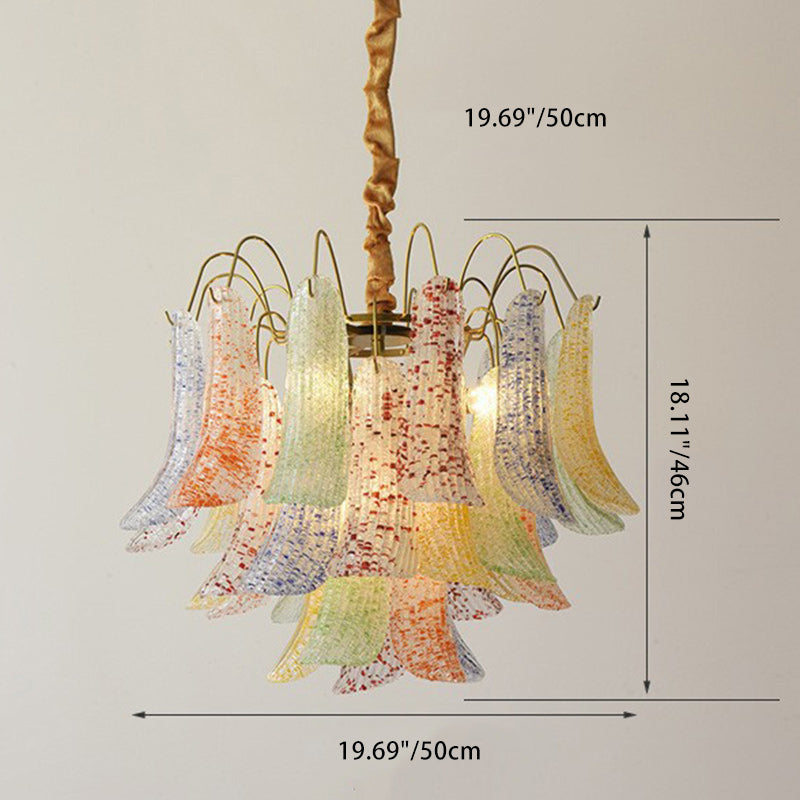 Vibrant Shell Glass Iron Chandelier, 5/6-Light for Living Room Decor