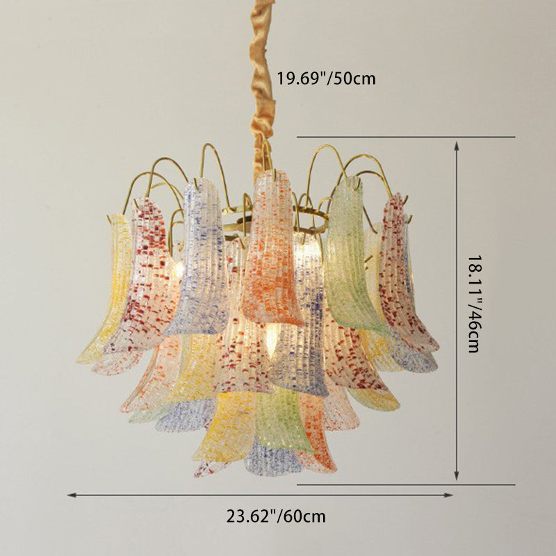 Vibrant Shell Glass Iron Chandelier, 5/6-Light for Living Room Decor