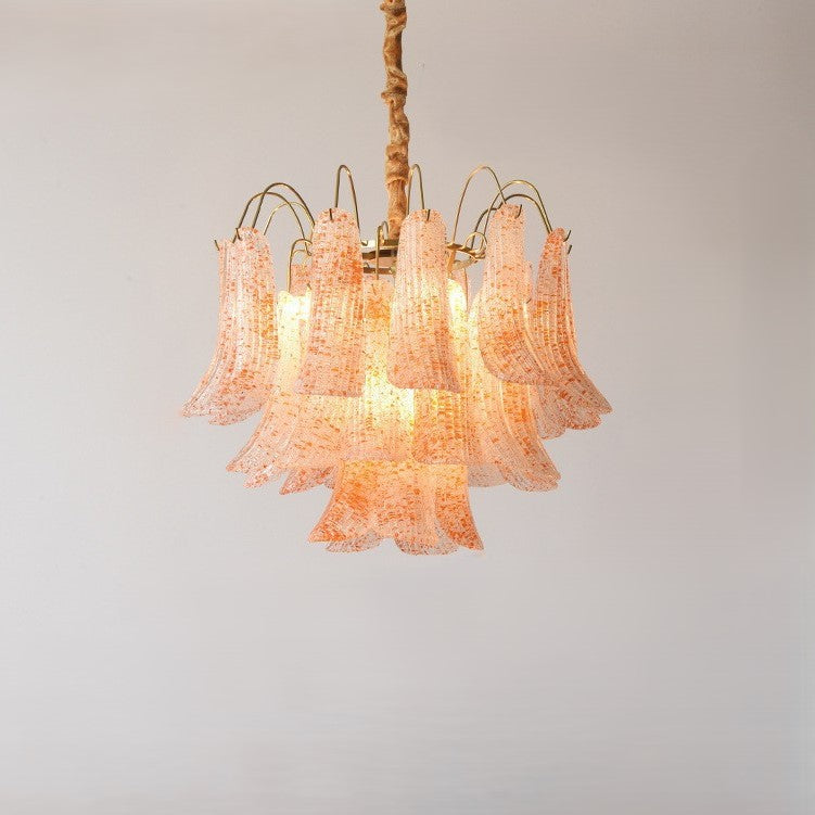 Vibrant Shell Glass Iron Chandelier, 5/6-Light for Living Room Decor