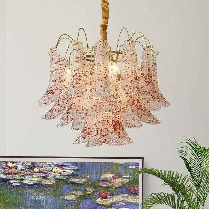 Vibrant Shell Glass Iron Chandelier, 5/6-Light for Living Room Decor