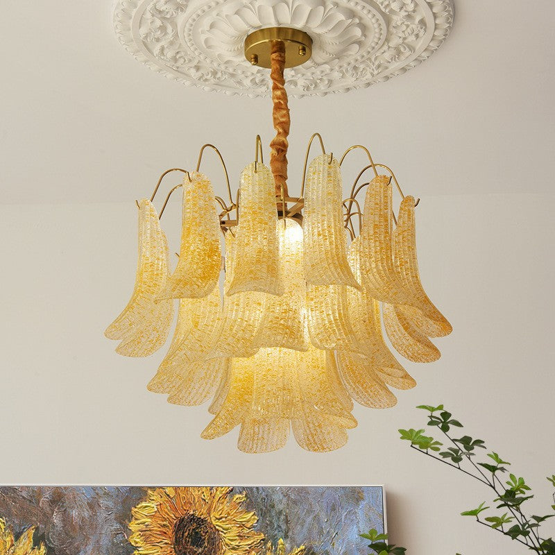 Vibrant Shell Glass Iron Chandelier, 5/6-Light for Living Room Decor