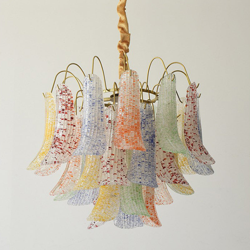 Vibrant Shell Glass Iron Chandelier, 5/6-Light for Living Room Decor