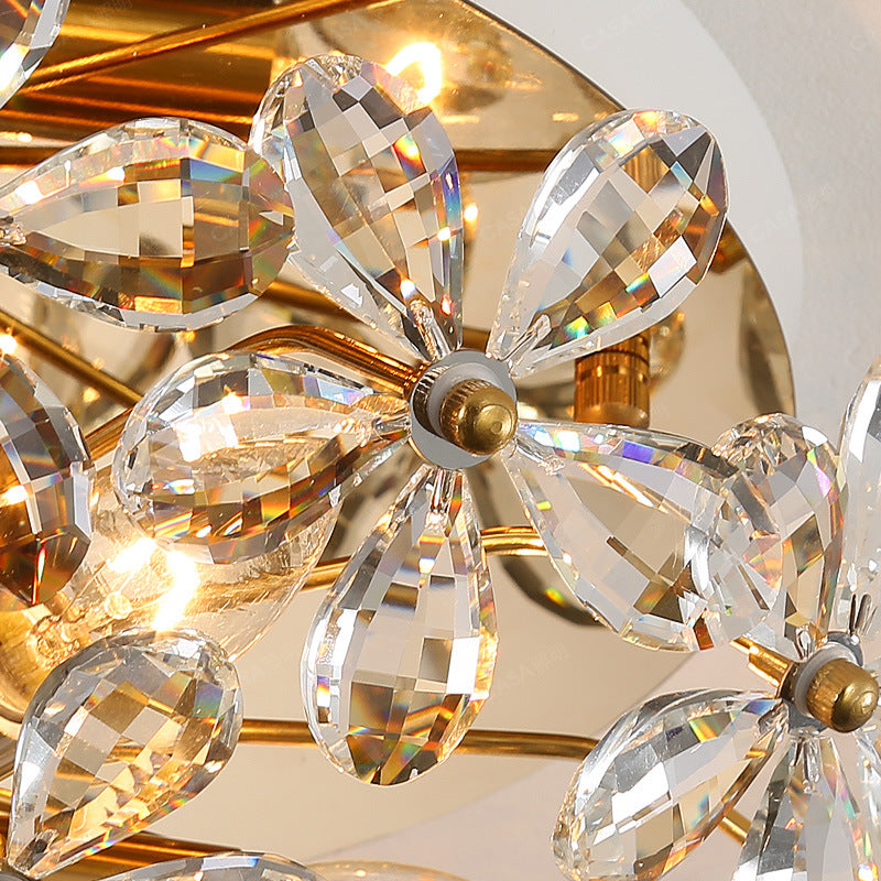 Elegant French Floral Copper Crystal Chandelier for Bedroom Lighting