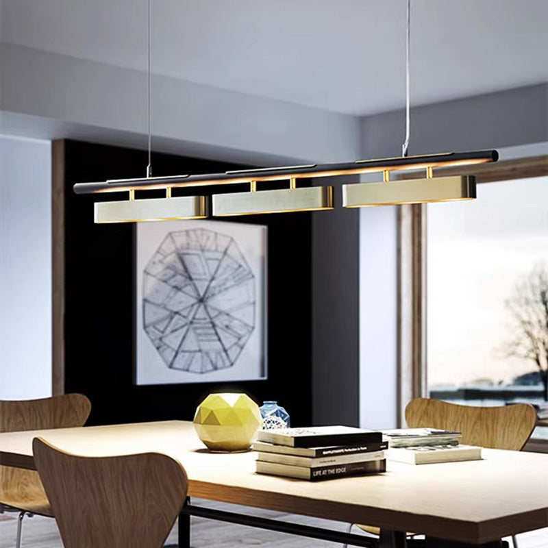 Sleek Stainless Steel LED Linear Chandelier for Modern Dining Room