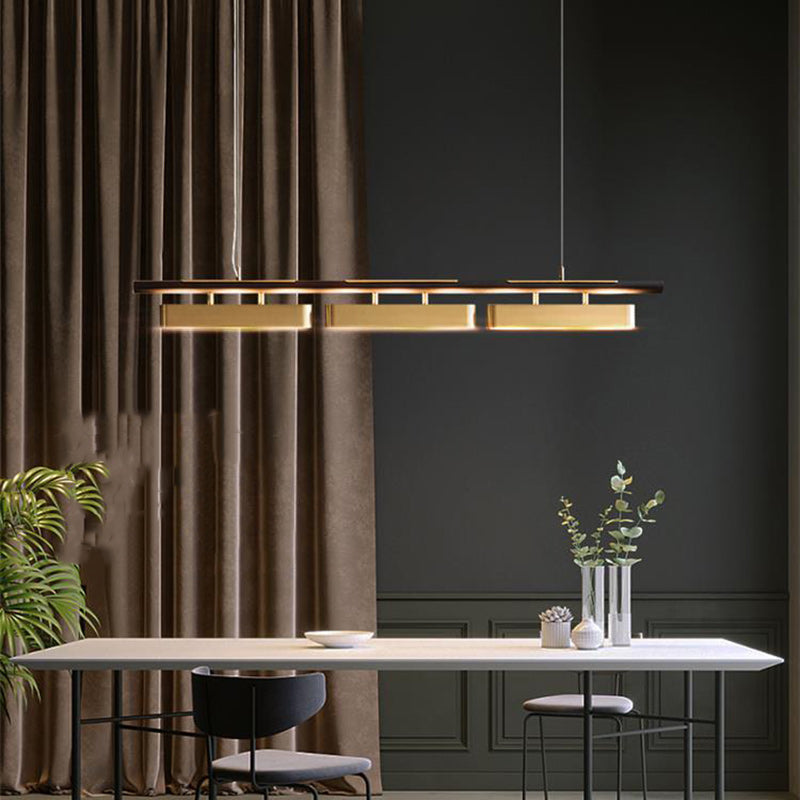 Sleek Stainless Steel LED Linear Chandelier for Modern Dining Room