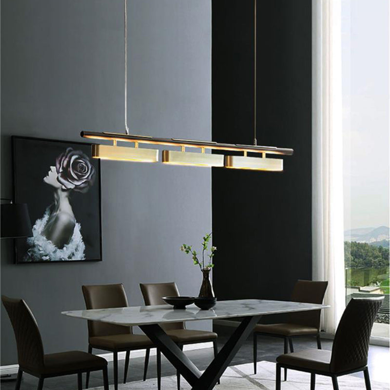 Sleek Stainless Steel LED Linear Chandelier for Modern Dining Room