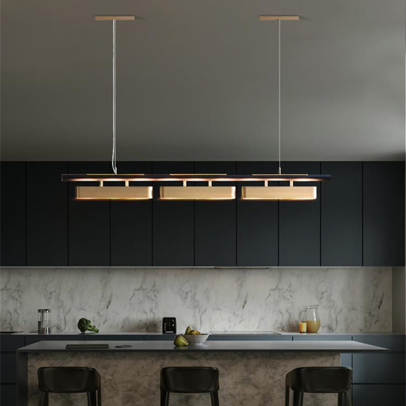 Sleek Stainless Steel LED Linear Chandelier for Modern Dining Room