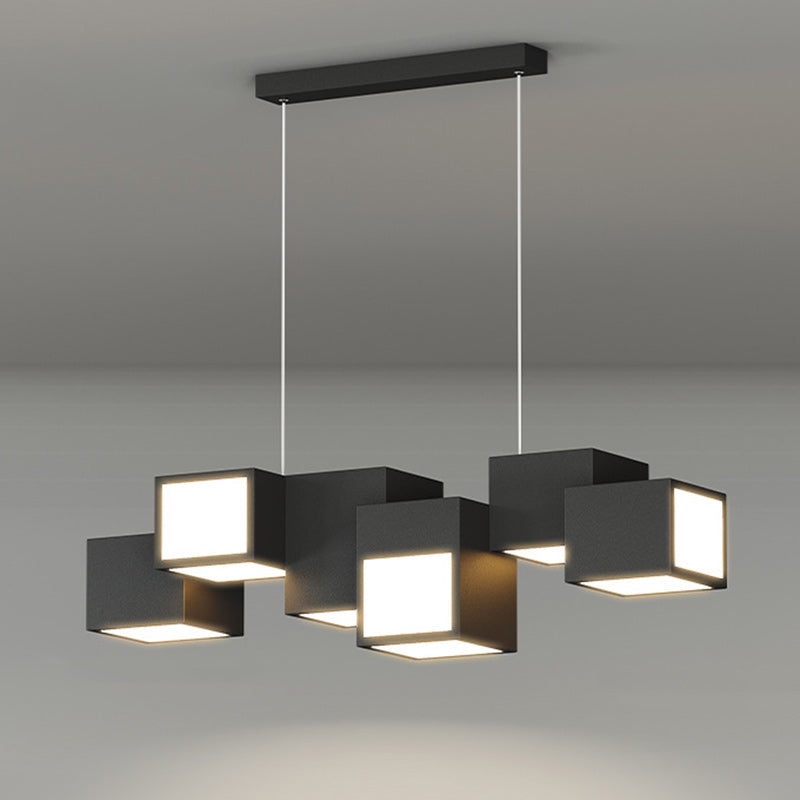 Scandinavian LED Island Chandelier Iron & Acrylic for Dining Room