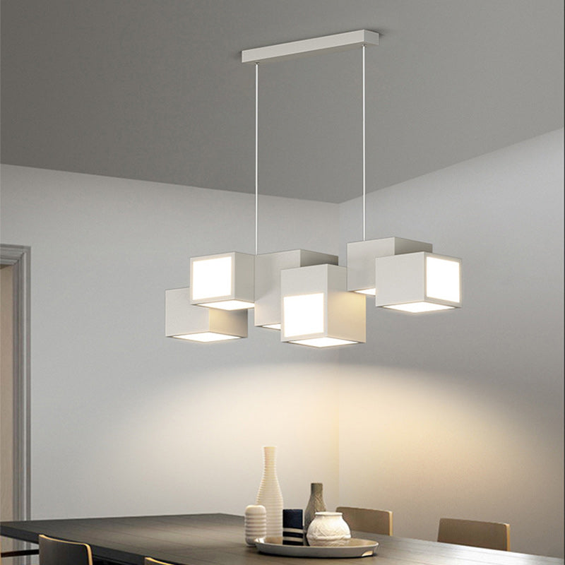Scandinavian LED Island Chandelier Iron & Acrylic for Dining Room