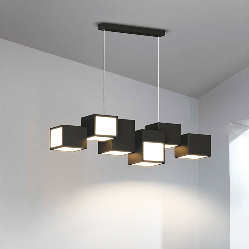 Scandinavian LED Island Chandelier Iron & Acrylic for Dining Room