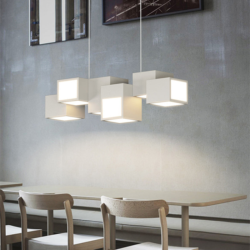 Scandinavian LED Island Chandelier Iron & Acrylic for Dining Room
