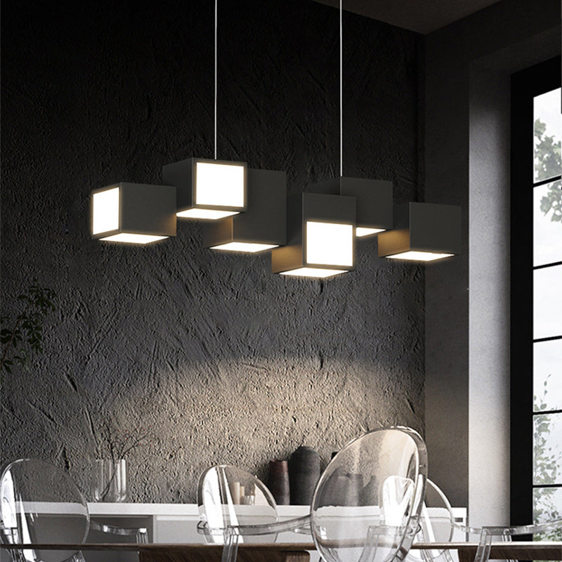 Scandinavian LED Island Chandelier Iron & Acrylic for Dining Room