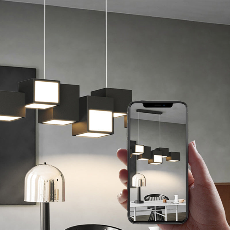 Scandinavian LED Island Chandelier Iron & Acrylic for Dining Room