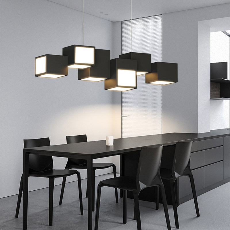 Scandinavian LED Island Chandelier Iron & Acrylic for Dining Room