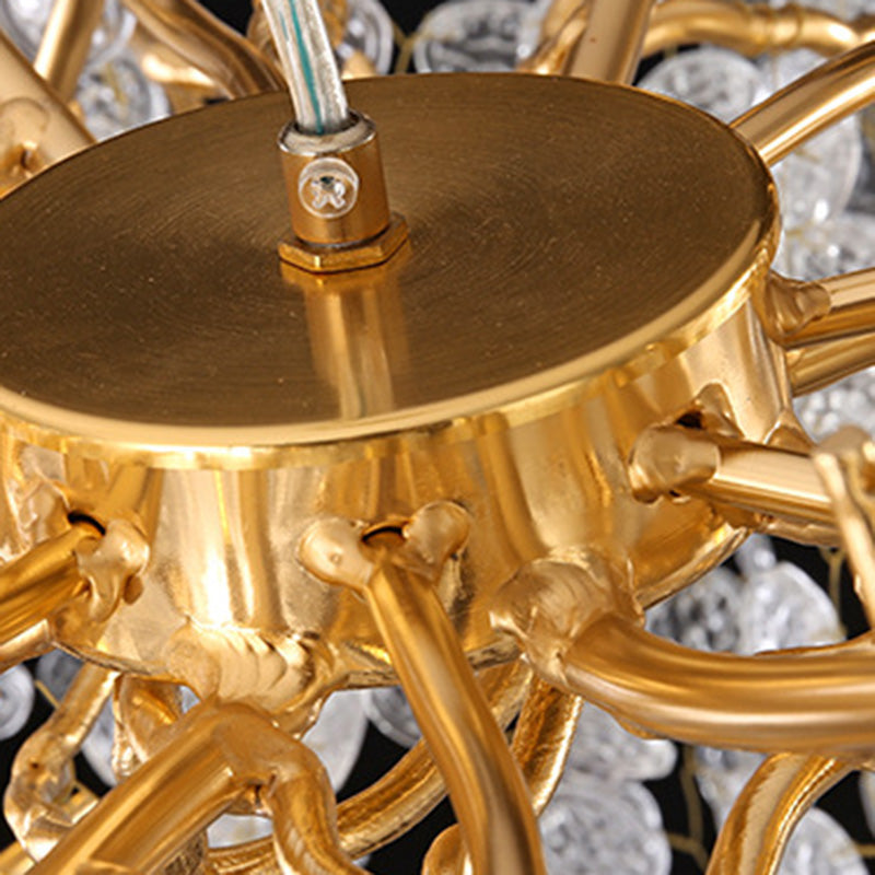 Elegant Round Aluminum Crystal Chandelier for Living Room - 9/12/14 Lights