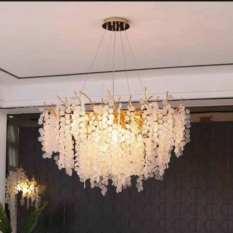 Elegant Round Aluminum Crystal Chandelier for Living Room - 9/12/14 Lights