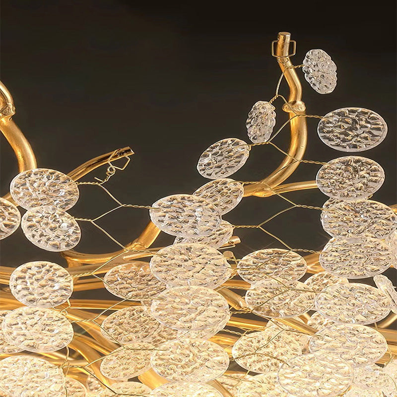 Elegant Round Aluminum Crystal Chandelier for Living Room - 9/12/14 Lights
