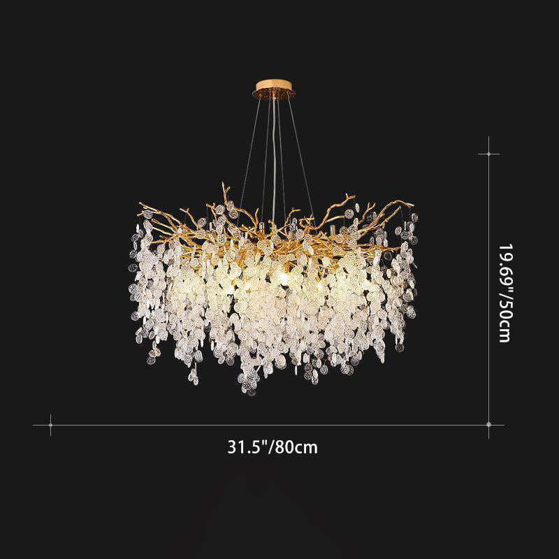 Elegant Round Aluminum Crystal Chandelier for Living Room - 9/12/14 Lights