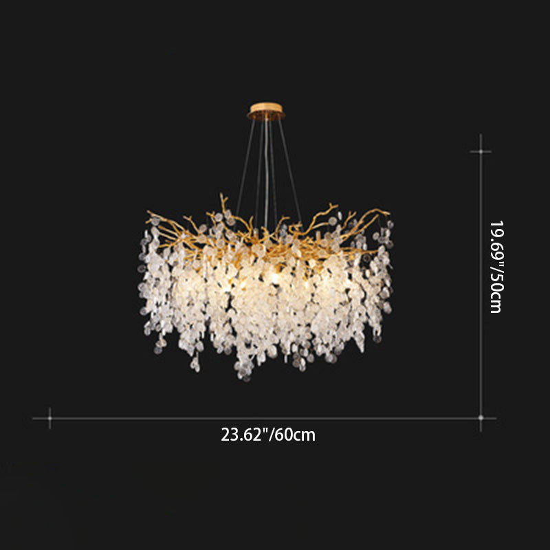 Elegant Round Aluminum Crystal Chandelier for Living Room - 9/12/14 Lights