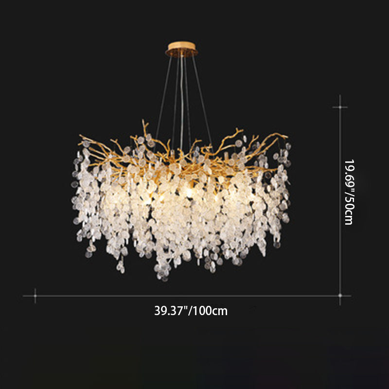Elegant Round Aluminum Crystal Chandelier for Living Room - 9/12/14 Lights