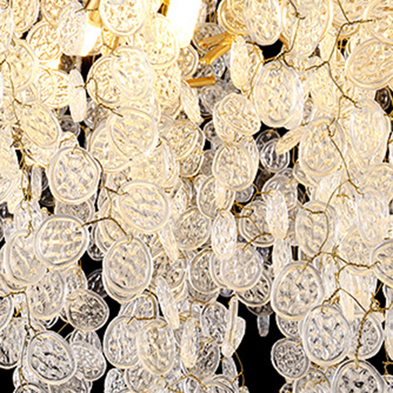Elegant Round Aluminum Crystal Chandelier for Living Room - 9/12/14 Lights