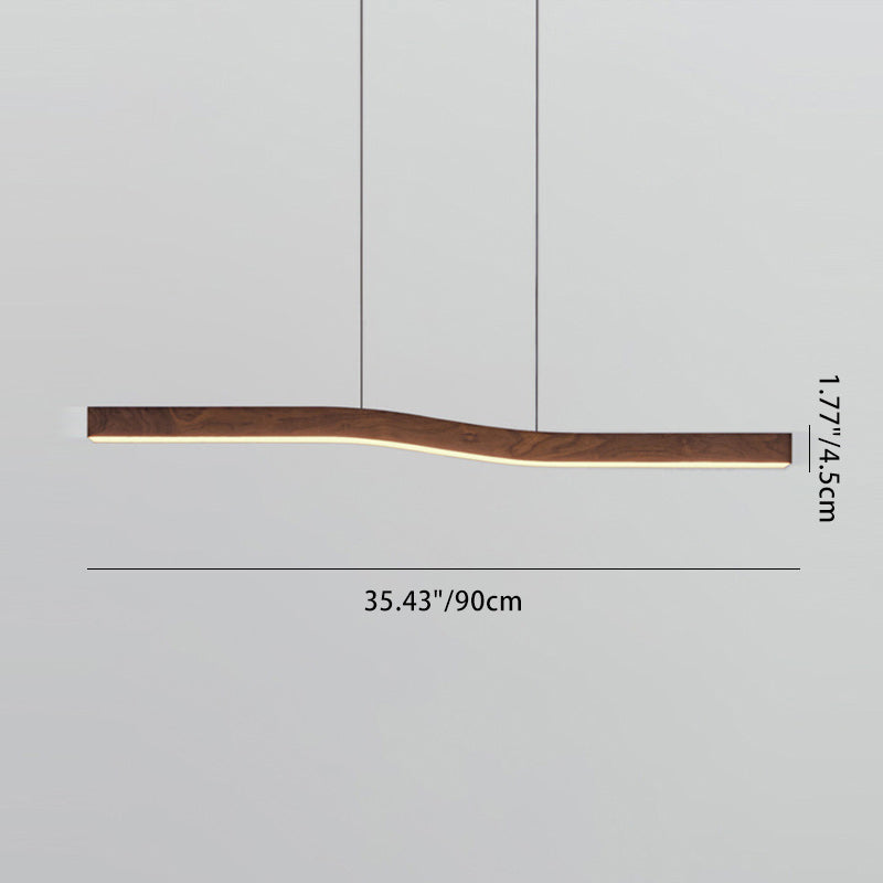 Modern Wood Grain Iron LED Linear Chandelier for Stylish Dining Rooms
