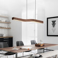 Modern Wood Grain Iron LED Linear Chandelier for Stylish Dining Rooms