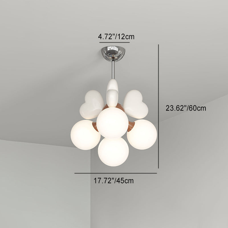 Scandinavian Cream Resin Love Heart Chandelier for Kids' Bedroom
