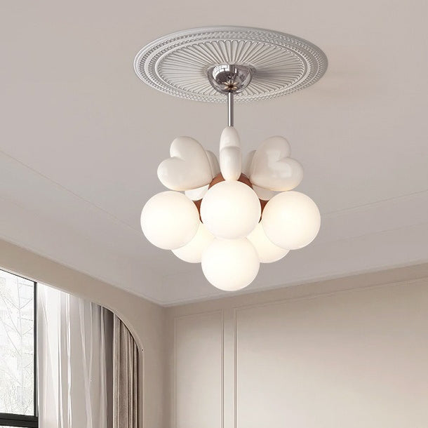 Scandinavian Cream Resin Love Heart Chandelier for Kids' Bedroom