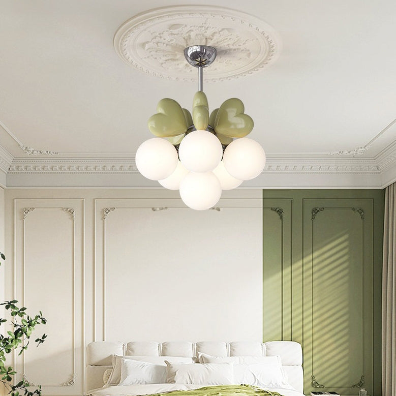 Scandinavian Cream Resin Love Heart Chandelier for Kids' Bedroom