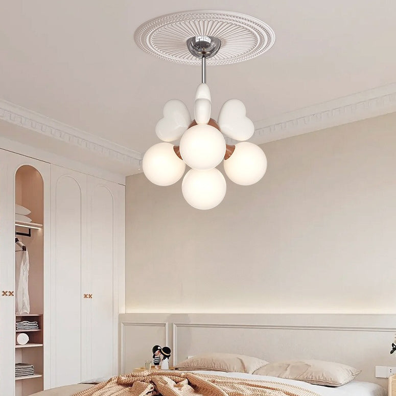 Scandinavian Cream Resin Love Heart Chandelier for Kids' Bedroom