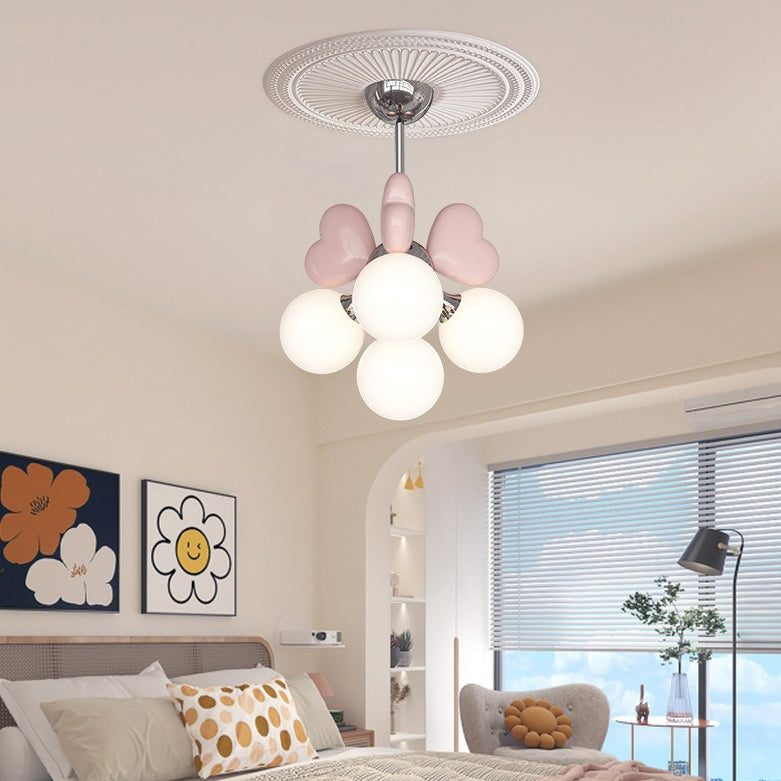 Scandinavian Cream Resin Love Heart Chandelier for Kids' Bedroom