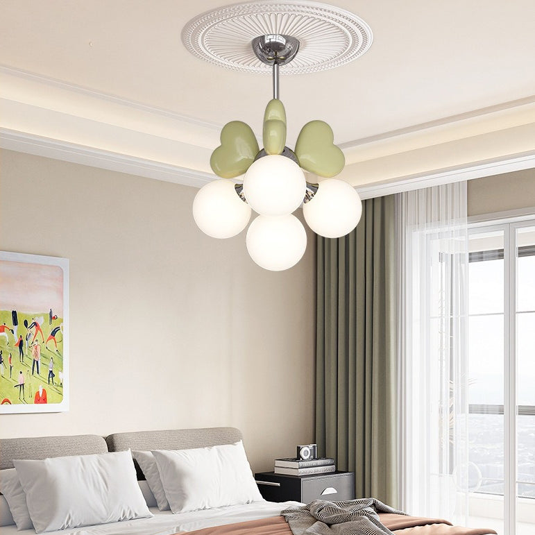 Scandinavian Cream Resin Love Heart Chandelier for Kids' Bedroom