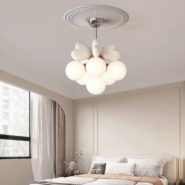 Scandinavian Cream Resin Love Heart Chandelier for Kids' Bedroom