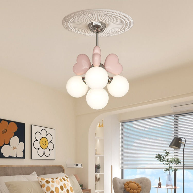 Scandinavian Cream Resin Love Heart Chandelier for Kids' Bedroom