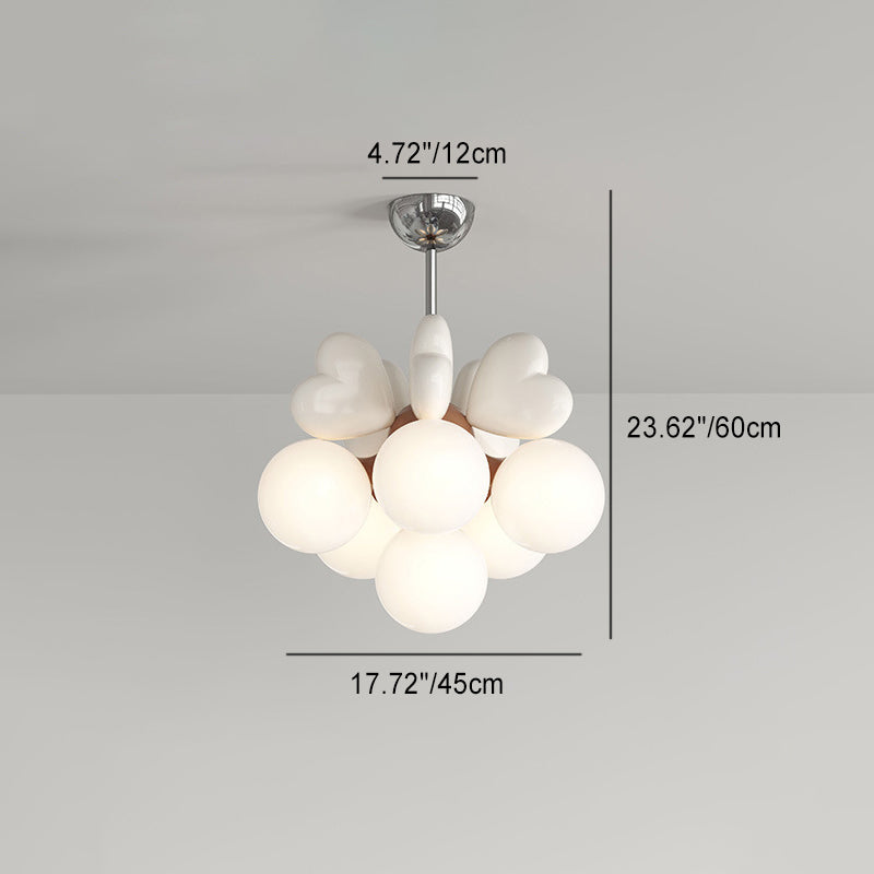 Scandinavian Cream Resin Love Heart Chandelier for Kids' Bedroom