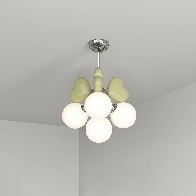 Scandinavian Cream Resin Love Heart Chandelier for Kids' Bedroom