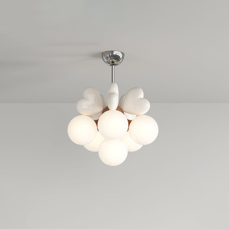 Scandinavian Cream Resin Love Heart Chandelier for Kids' Bedroom