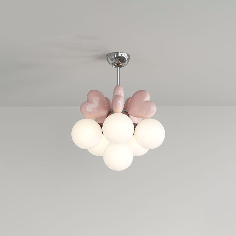 Scandinavian Cream Resin Love Heart Chandelier for Kids' Bedroom