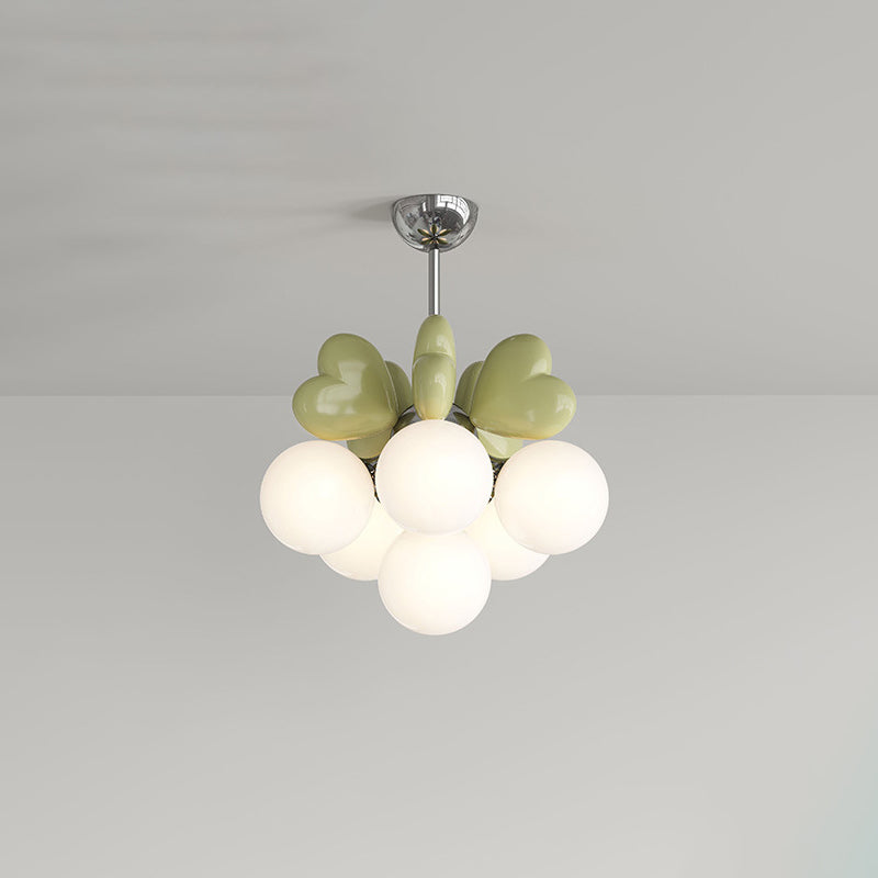 Scandinavian Cream Resin Love Heart Chandelier for Kids' Bedroom