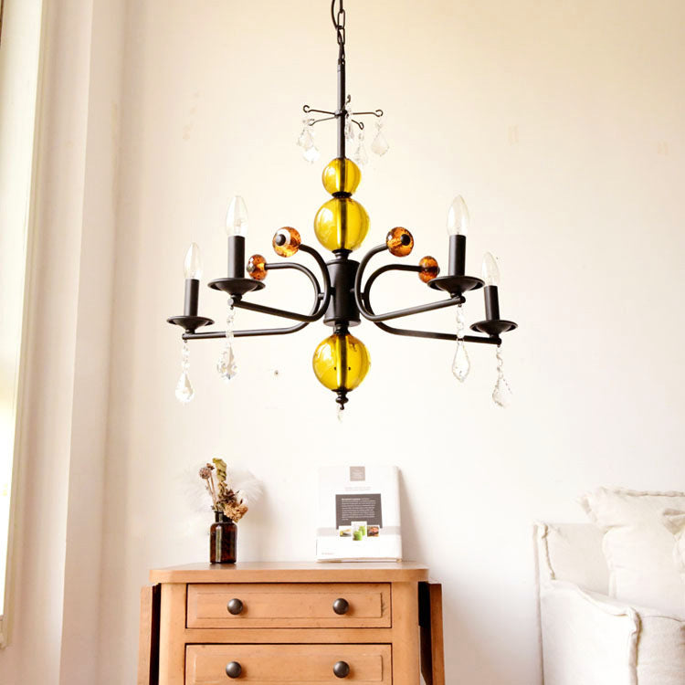 Vintage Round Crystal Iron Chandelier - 5/6/8 Lights for Living Room