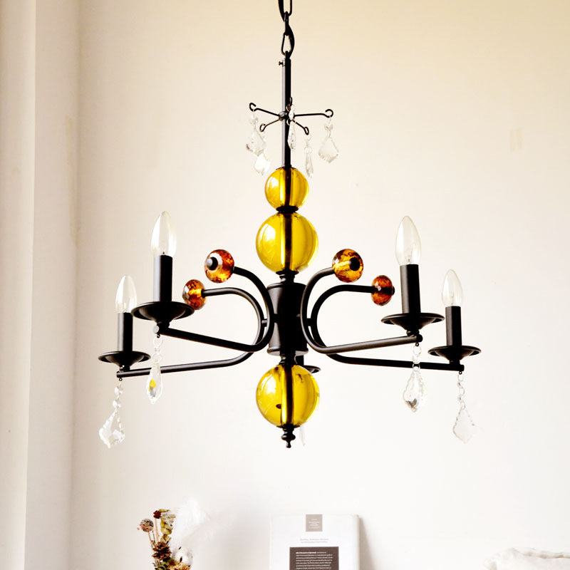 Vintage Round Crystal Iron Chandelier - 5/6/8 Lights for Living Room
