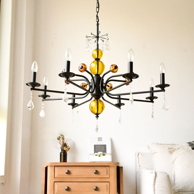 Vintage Round Crystal Iron Chandelier - 5/6/8 Lights for Living Room