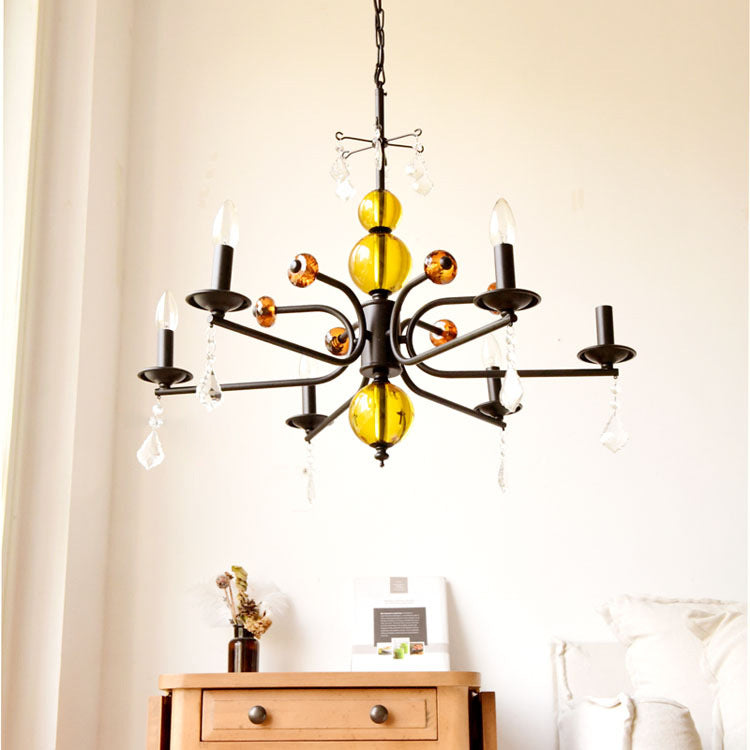 Vintage Round Crystal Iron Chandelier - 5/6/8 Lights for Living Room